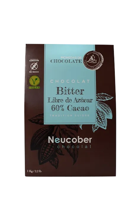 Monedas Chocolate Fino Bitter 60 % cacao sin azucar