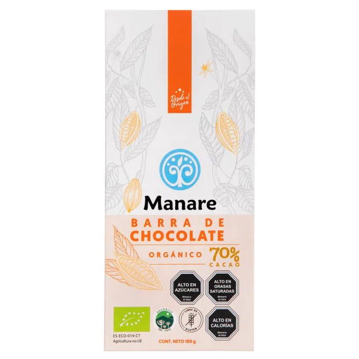 Barra Chocolate Orgánico 70% cacao manare